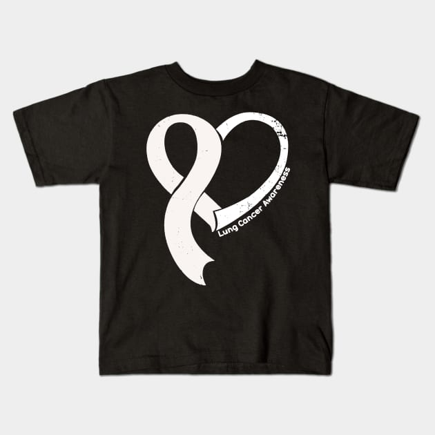 Lung Cancer Awareness Hope Love Heart Ribbon Happy Valentines Day Kids T-Shirt by BoongMie